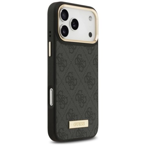 Etui Guess 4G Logo Plate MagSafe na iPhone 17 Pro Max - czarne Guess