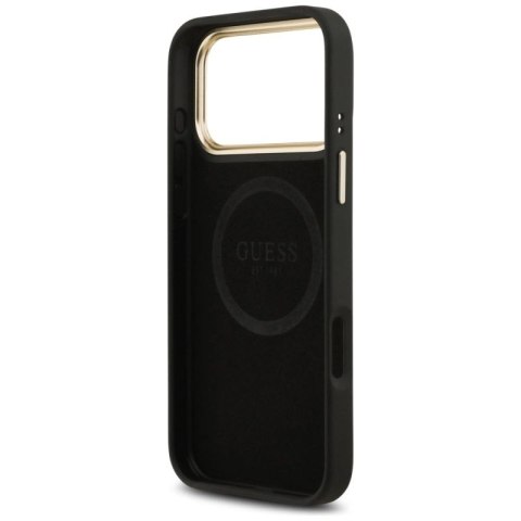 Etui Guess 4G Logo Plate MagSafe na iPhone 17 Pro Max - czarne Guess