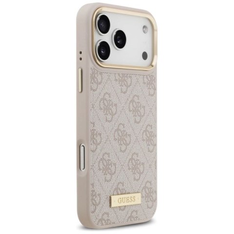 Etui Guess 4G Logo Plate MagSafe na iPhone 17 Pro Max - różowe Guess