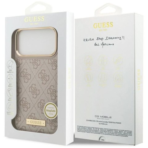 Etui Guess 4G Logo Plate MagSafe na iPhone 17 Pro Max - różowe Guess