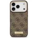 Etui Guess 4G Logo Plate MagSafe na iPhone 17 Pro - brązowe Guess