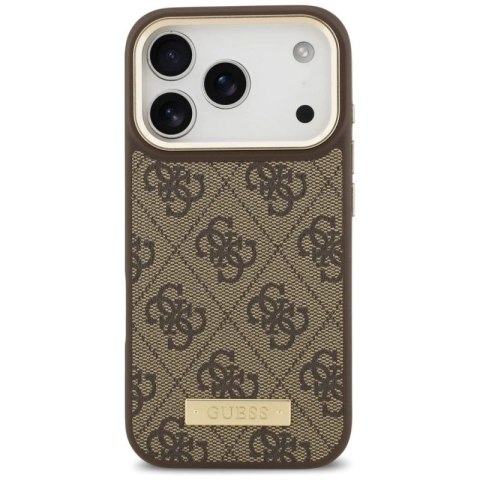 Etui Guess 4G Logo Plate MagSafe na iPhone 17 Pro - brązowe Guess