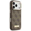 Etui Guess 4G Logo Plate MagSafe na iPhone 17 Pro - brązowe Guess
