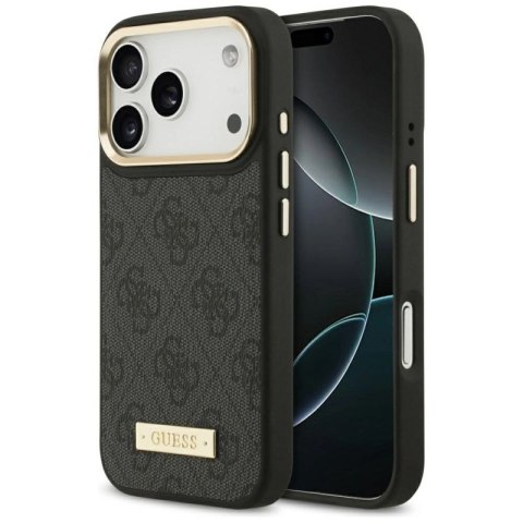 Etui Guess 4G Logo Plate MagSafe na iPhone 17 Pro -czarne Guess
