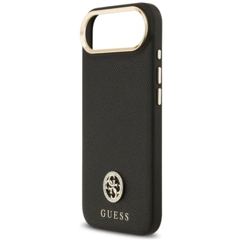 Etui Guess Grained Strass Logo MagSafe na iPhone Air - czarne Guess