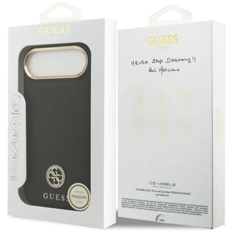 Etui Guess Grained Strass Logo MagSafe na iPhone Air - czarne Guess