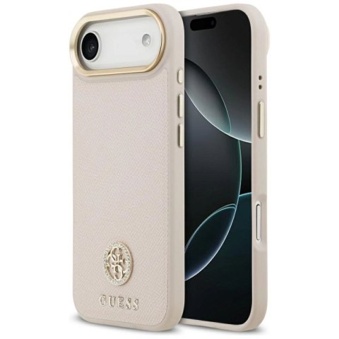 Etui Guess Grained Strass Logo MagSafe na iPhone Air - różowe Guess