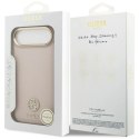 Etui Guess Grained Strass Logo MagSafe na iPhone Air - różowe Guess