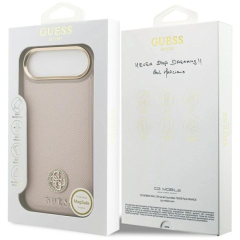 Etui Guess Grained Strass Logo MagSafe na iPhone Air - różowe Guess