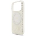 Etui Guess IML Flowers Electro Pearl Strap MagSafe na iPhone 17 Pro - białe Guess