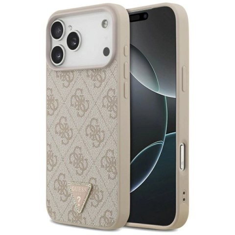 Etui Guess Leather 4G Triangle Strass MagSafe na iPhone 17 Pro Max - różowe Guess