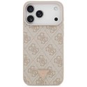 Etui Guess Leather 4G Triangle Strass MagSafe na iPhone 17 Pro Max - różowe Guess