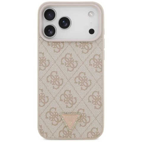 Etui Guess Leather 4G Triangle Strass MagSafe na iPhone 17 Pro Max - różowe Guess
