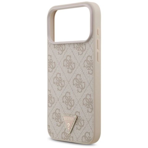 Etui Guess Leather 4G Triangle Strass MagSafe na iPhone 17 Pro Max - różowe Guess