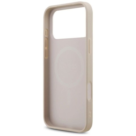 Etui Guess Leather 4G Triangle Strass MagSafe na iPhone 17 Pro Max - różowe Guess