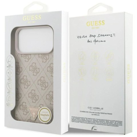 Etui Guess Leather 4G Triangle Strass MagSafe na iPhone 17 Pro Max - różowe Guess