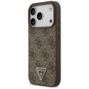 Etui Guess Leather 4G Triangle Strass MagSafe na iPhone 17 Pro - brązowe Guess