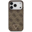 Etui Guess Leather 4G Triangle Strass MagSafe na iPhone 17 Pro - brązowe Guess