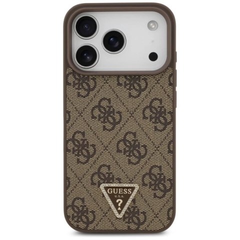 Etui Guess Leather 4G Triangle Strass MagSafe na iPhone 17 Pro - brązowe Guess