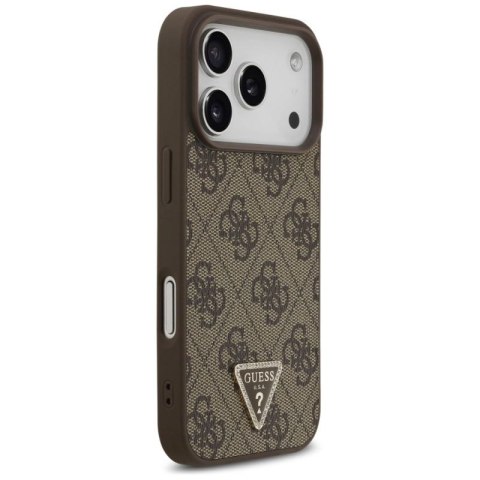 Etui Guess Leather 4G Triangle Strass MagSafe na iPhone 17 Pro - brązowe Guess
