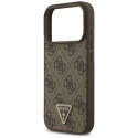 Etui Guess Leather 4G Triangle Strass MagSafe na iPhone 17 Pro - brązowe Guess