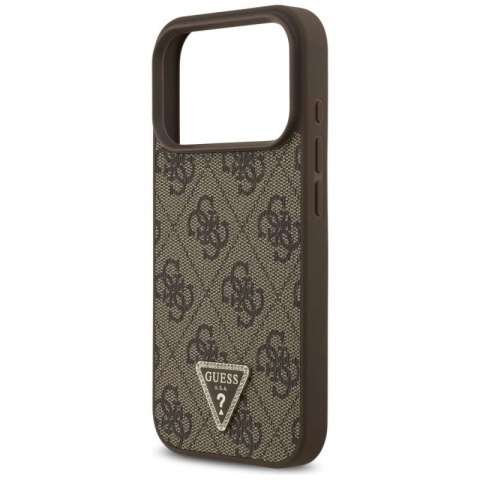 Etui Guess Leather 4G Triangle Strass MagSafe na iPhone 17 Pro - brązowe Guess