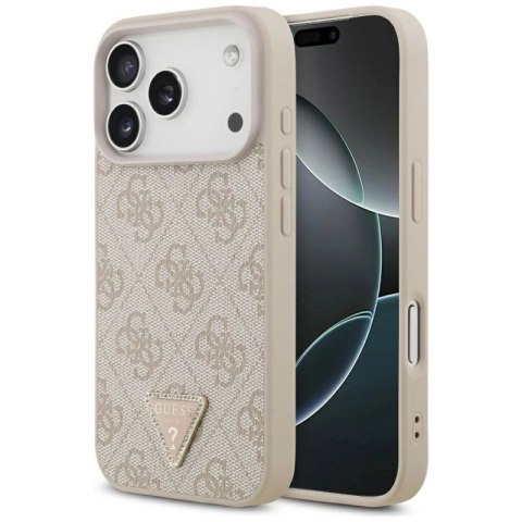 Etui Guess Leather 4G Triangle Strass MagSafe na iPhone 17 Pro - różowe Guess