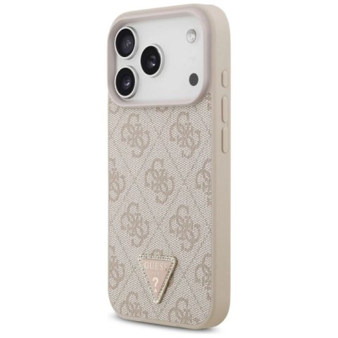 Etui Guess Leather 4G Triangle Strass MagSafe na iPhone 17 Pro - różowe Guess
