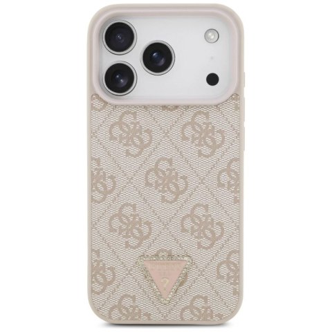 Etui Guess Leather 4G Triangle Strass MagSafe na iPhone 17 Pro - różowe Guess