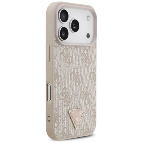 Etui Guess Leather 4G Triangle Strass MagSafe na iPhone 17 Pro - różowe Guess