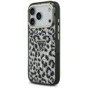 Etui Guess Leopard Glitter MagSafe na iPhone 17 Pro - czarne Guess