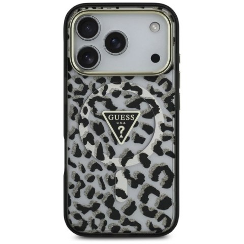 Etui Guess Leopard Glitter MagSafe na iPhone 17 Pro - czarne Guess