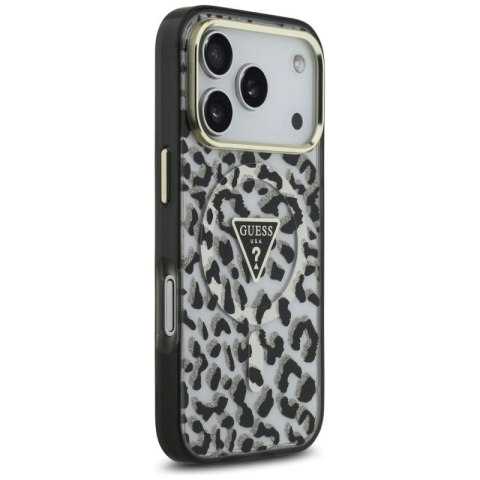 Etui Guess Leopard Glitter MagSafe na iPhone 17 Pro - czarne Guess
