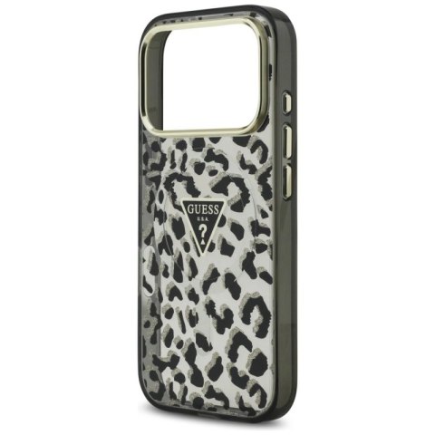 Etui Guess Leopard Glitter MagSafe na iPhone 17 Pro - czarne Guess