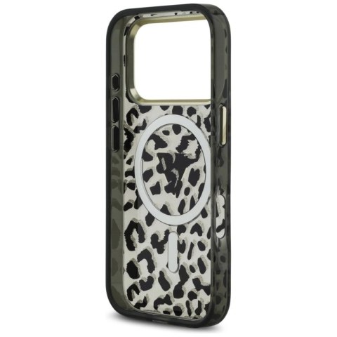 Etui Guess Leopard Glitter MagSafe na iPhone 17 Pro - czarne Guess
