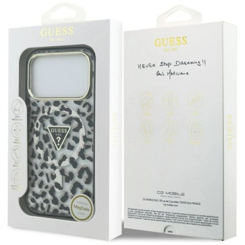 Etui Guess Leopard Glitter MagSafe na iPhone 17 Pro - czarne Guess