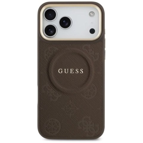 Etui Guess Peony Hot Stamp MagSafe na iPhone 17 Pro Max - brązowe Guess
