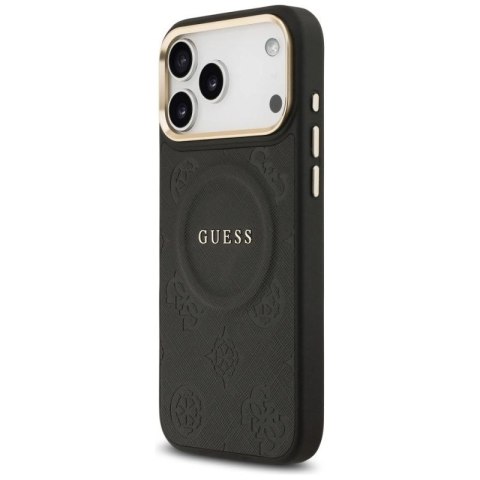 Etui Guess Peony Hot Stamp MagSafe na iPhone 17 Pro Max - czarne Guess