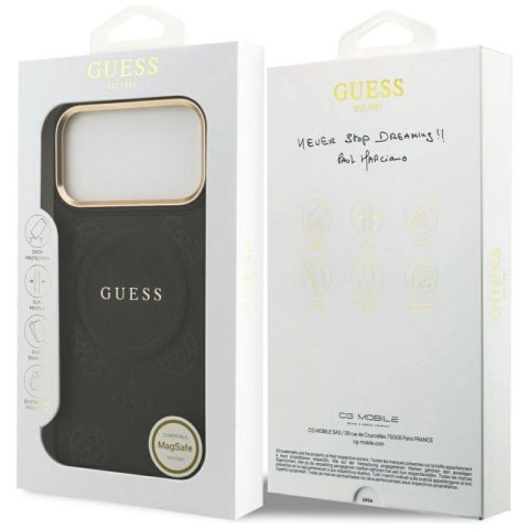 Etui Guess Peony Hot Stamp MagSafe na iPhone 17 Pro Max - czarne Guess