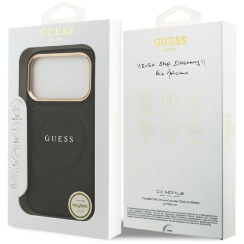 Etui Guess Peony Hot Stamp MagSafe na iPhone 17 Pro - czarne Guess