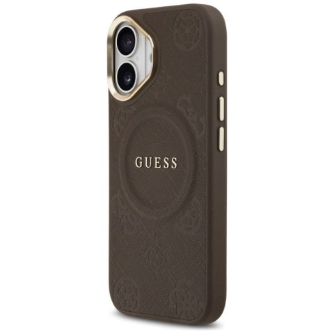 Etui Guess Peony Hot Stamp MagSafe na iPhone 17 - brązowe Guess