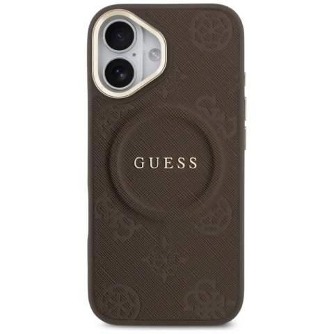 Etui Guess Peony Hot Stamp MagSafe na iPhone 17 - brązowe Guess
