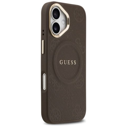 Etui Guess Peony Hot Stamp MagSafe na iPhone 17 - brązowe Guess