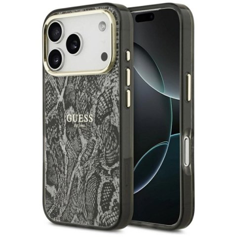 Etui Guess Python Pattern MagSafe na iPhone 17 Pro -czarne Guess
