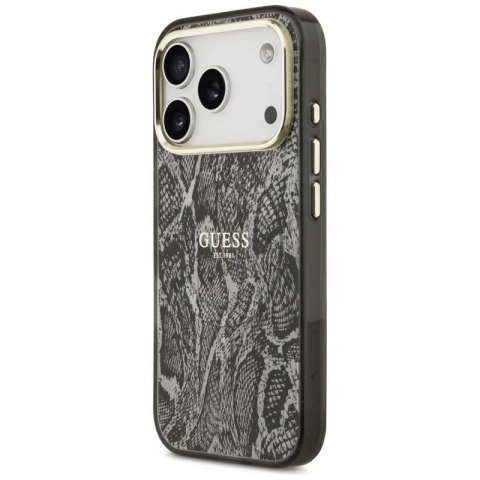 Etui Guess Python Pattern MagSafe na iPhone 17 Pro -czarne Guess