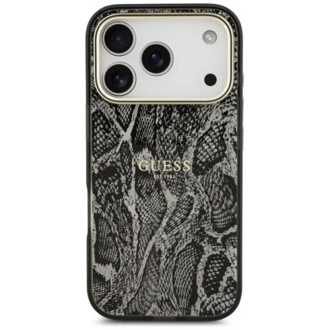 Etui Guess Python Pattern MagSafe na iPhone 17 Pro -czarne Guess