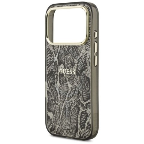 Etui Guess Python Pattern MagSafe na iPhone 17 Pro -czarne Guess