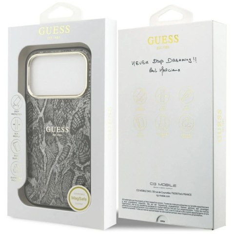 Etui Guess Python Pattern MagSafe na iPhone 17 Pro -czarne Guess