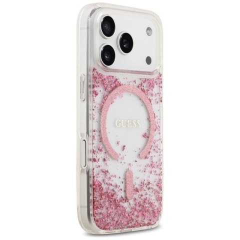 Etui Guess Resin Bottom Glitter MagSafe na iPhone 17 Pro - różowe Guess
