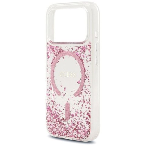 Etui Guess Resin Bottom Glitter MagSafe na iPhone 17 Pro - różowe Guess
